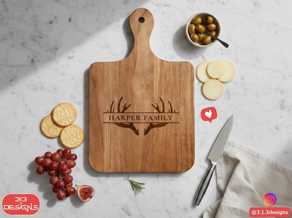 Personalized Cutting Board Engraved Kitchen Gift Idea Custom Charcuterie Platter Monogram Wedding Present Anniversary Rustic Serving Block