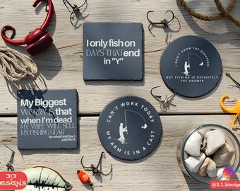 Personalized Fishing Gift for Fishing Lover Birthday Slate Coaster