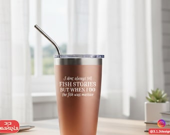 Personalized Fishing Tumbler 20 OZ | Insulated Stainless Steel Cup with Straw