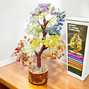 Handmade Seven Chakra Crystal Tree of Life for Healing, Meditation, and Energy Balancing, Natural Gemstones for Spiritual Wellness