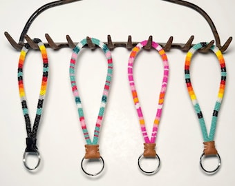 Handmade Seed Bead Wristlet Keychain: Native Style Beadwork