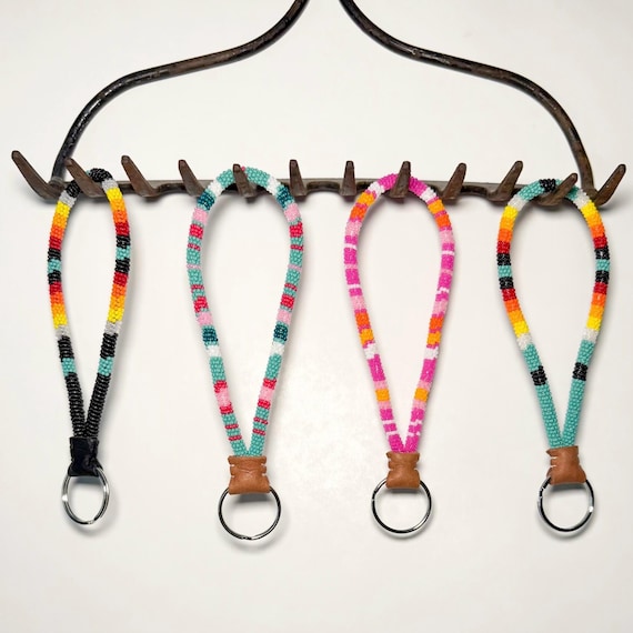 Handmade Seed Bead Wristlet Keychain: Native Style Beadwork