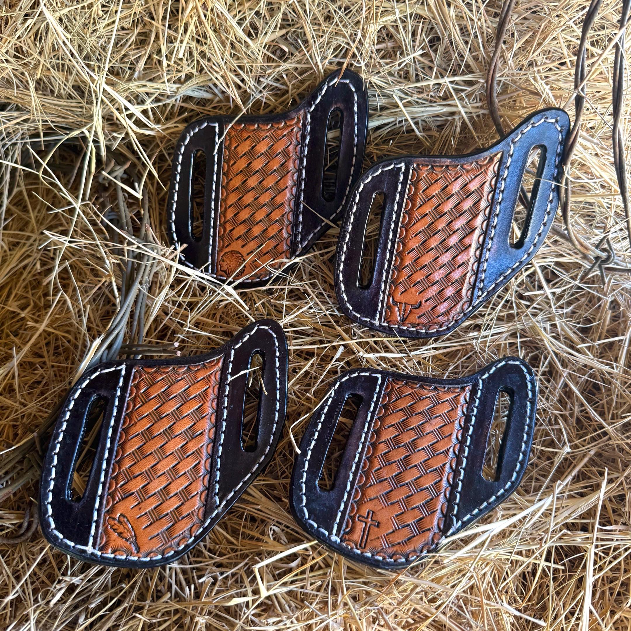 8942 Leather Tooled Knife Sheath Hand Tooled Custom Leather Knife Sheath - Turquoise Edition  main image 3
