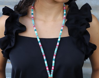 Handbeaded Seed Bead Lanyard: Native Style Badge Holder