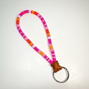 Handmade Seed Bead Wristlet Keychain: Native Style Beadwork Starburst