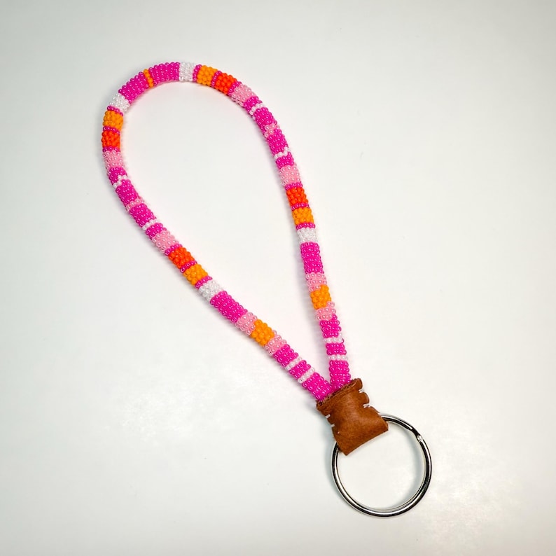 Handmade Seed Bead Wristlet Keychain: Native Style Beadwork Starburst