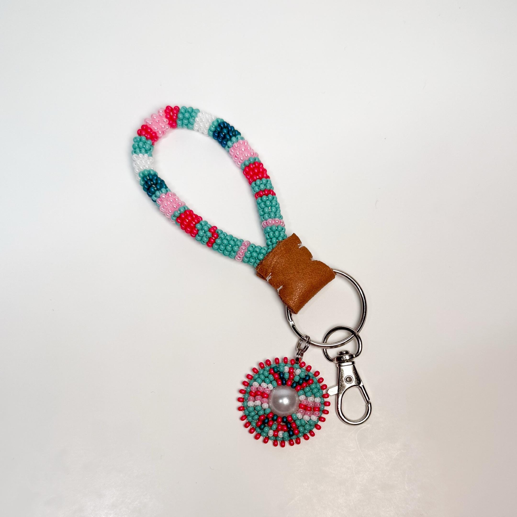 Beaded Key Fob | Key Charm | Silver | Handmade | Native Beaded | | Mini ...