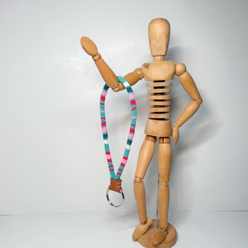 Handmade Seed Bead Wristlet Keychain: Native Style Beadwork image 7