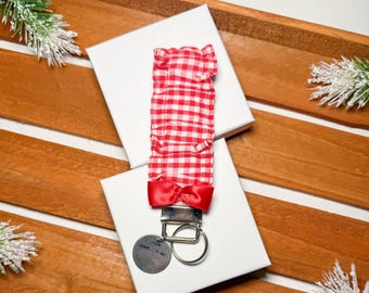 Fabric Wristlet Keychain | Christmas Edition | Gingham Style | Stlyish Red and Bows | Aesthetic Accessories | Wristlet