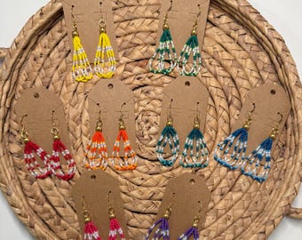 Beaded Dangle Earrings: Blossoms | Beadwork, Colorful, Beaded Earrings, Handmade