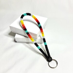 Beaded Keychain Wristlet, Native Style Beaded Keychain, Seed Bead ...