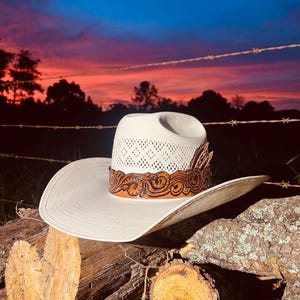 Leather Cowboy hat band, leather hat band, cowboy hat, leather, western wear, hat band, feather hat band