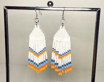 Fringe Beaded Earrings: Thunder | Handmade | Dangling Earrings