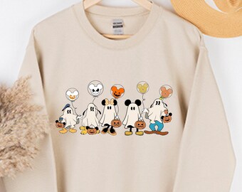 Disney Mickey Friends Halloween Comfort Colors Shirt, Mickey and Friends Ghost Sweatshirt, Retro Mickey Spooky Shirt,Disney Halloween Hoodie