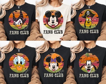 Comfort Colors® Retro Mickey & Friends Fang Club Halloween Shirt, Disney Characters Halloween Shirt, Disney Halloween Party Shirt