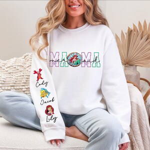 Mermaid Mama Sweatshirt, Custom Disney Mom Shirt, Personalized Nana Sweater, Grandma T-Shirt, Princess Mom Shirt, Ariel Mama T-Shirt