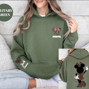 Personalized Leopard Minnie Mouse Shirt, Mama Sweatshirt, Woman Disney Shirt, Mothers Day Sweatshirt,Disney Mom, Animal Kingdom Shirt