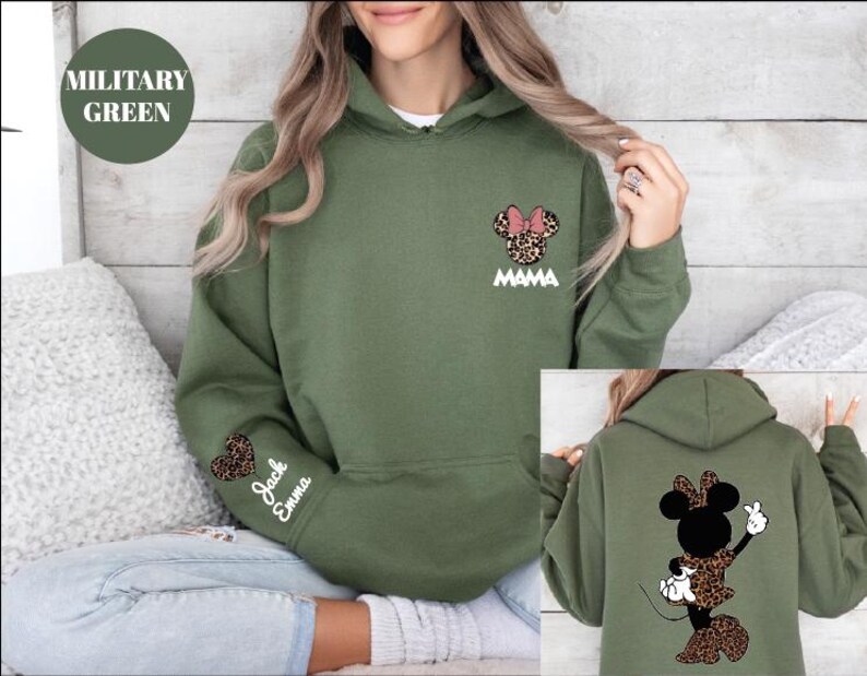 Personalized Leopard Minnie Mouse Shirt, Mama Sweatshirt, Woman Disney Shirt, Mothers Day Sweatshirt,Disney Mom, Animal Kingdom Shirt