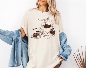 Comfort Colors® Retro Winnie The Pooh Halloween Shirt, Pooh Halloween Family Tee, Pooh And Friends Halloween, Pooh and Piglet Trick or Treat