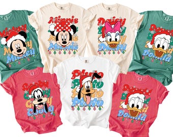 Comfort Colors®Custom Disney Very Merry Christmas Shirt, Custom Disney Christmas All Characters, Disney Family Christmas, Christmas Group