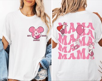 Disney Piglet Family Shirt,Mama With Kid Names, Disney Winnie The Pooh Piglet Sweatshirt, Disneyland Group Vacation, Disney Mother's Day