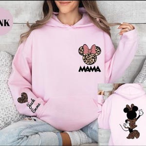 Personalized Leopard Minnie Mouse Shirt, Mama Sweatshirt, Woman Disney Shirt, Mothers Day Sweatshirt,Disney Mom, Animal Kingdom Shirt