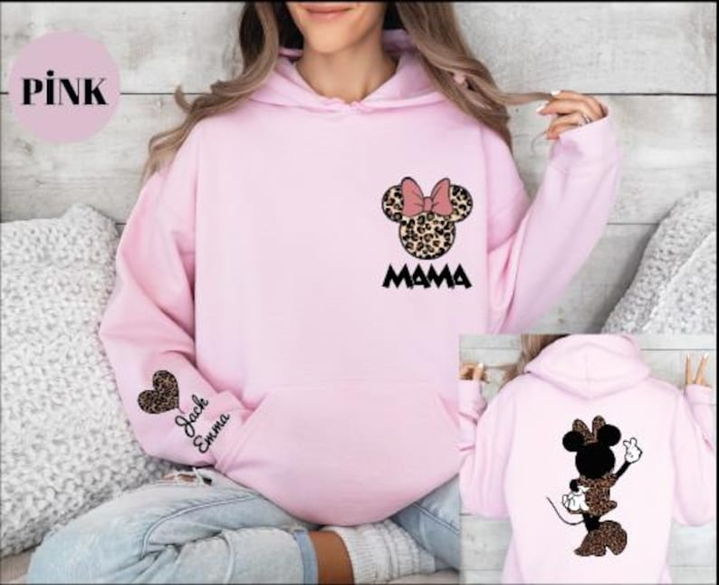 Personalized Leopard Minnie Mouse Shirt, Mama Sweatshirt, Woman Disney Shirt, Mothers Day Sweatshirt,Disney Mom, Animal Kingdom Shirt