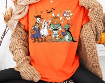 Toy Story Halloween Shirt – Woody Buzz Lightyear and Friends Spooky Tee, Cute Disney Halloween Sweatshirt, Pumpkin Fall Disney Trip Outfit