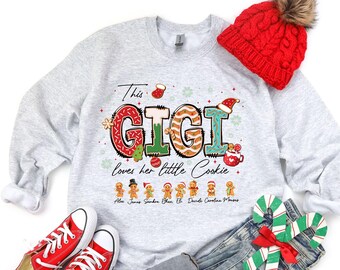 Personalized Christmas Gigi Comfort Colors Shirt, Custom Gigi Shirt With Kids Names Gift, Gift for Gigi