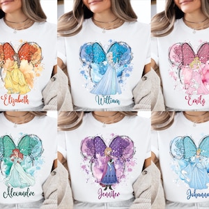 Disney Princess Shirt, Disney Princess Birthday Shirt, Watercolor Disney Princess T-Shirt, Princess Matching Tees, Tiana, Ariel, Tinkerbell
