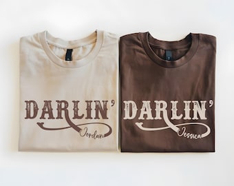 Darlin’ Comfort Colors® Shirt – Western Country Girl Tee,Retro Cowgirl Graphic Tee, Southern Style T-Shirt, Rodeo Outfit, Western Girl Shirt