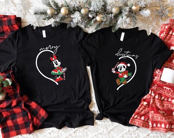 Mickey and Minnie Christmas Shirts, Disney Couple Holiday Tee, Matching Merry Christmas Shirts, Cute Disney Christmas Outfit, Family Xmas,