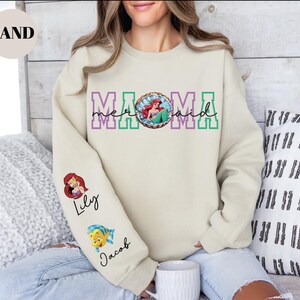Mermaid Mama Sweatshirt, Custom Disney Mom Shirt, Personalized Nana Sweater, Grandma T-Shirt, Princess Mom Shirt, Ariel Mama T-Shirt