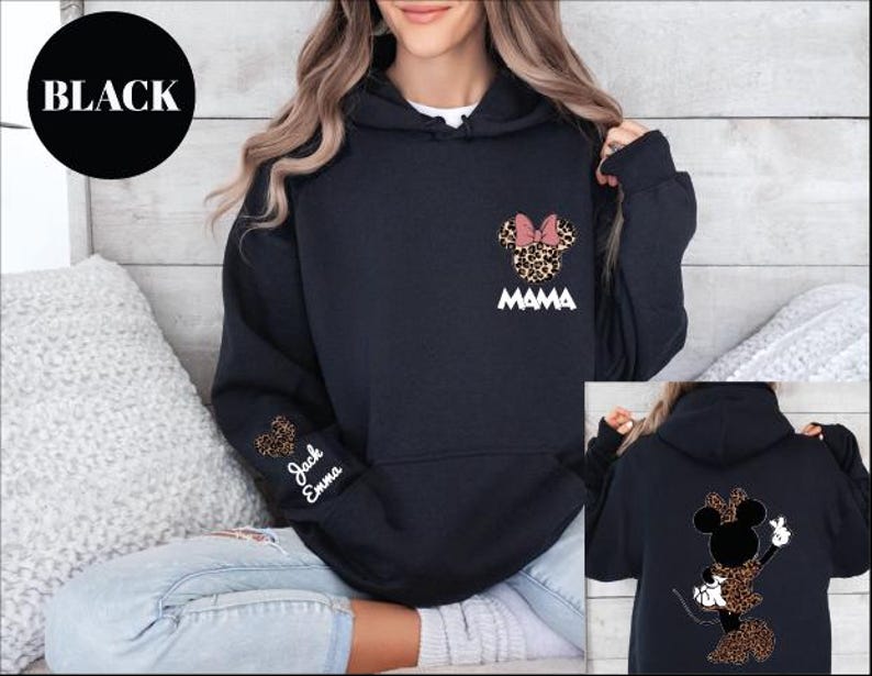 Personalized Leopard Minnie Mouse Shirt, Mama Sweatshirt, Woman Disney Shirt, Mothers Day Sweatshirt,Disney Mom, Animal Kingdom Shirt