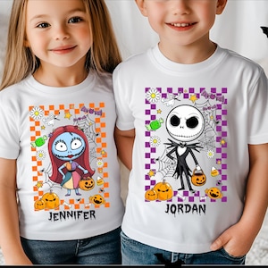 Custom Name The Nightmare Before Christmas Shirt, Personalized Disney Family Matching, Name Kids Shirt, Halloween Gift, Jack Sally Shirt