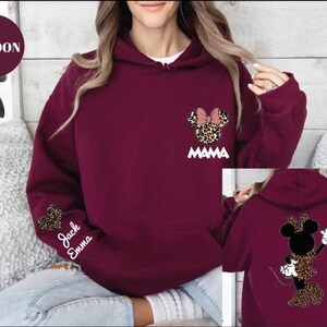 Personalized Leopard Minnie Mouse Shirt, Mama Sweatshirt, Woman Disney Shirt, Mothers Day Sweatshirt,Disney Mom, Animal Kingdom Shirt