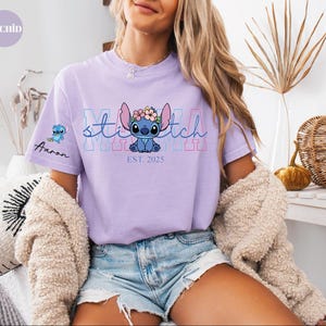 Custom Disney Stitch Mama Shirt, Kids Name on Sleeve Sweatshirt,Disney Stitch Hoodie, Mother's Day Sweatshirt Gift For Mom,