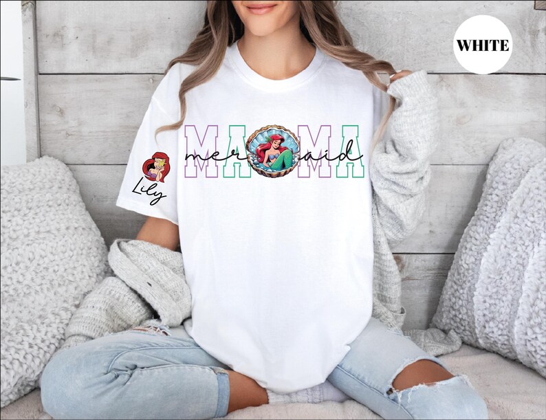 Mermaid Mama Sweatshirt, Custom Disney Mom Shirt, Personalized Nana Sweater, Grandma T-Shirt, Princess Mom Shirt, Ariel Mama T-Shirt