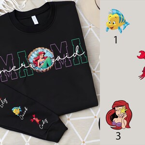 Mermaid Mama Sweatshirt, Custom Disney Mom Shirt, Personalized Nana Sweater, Grandma T-Shirt, Princess Mom Shirt, Ariel Mama T-Shirt