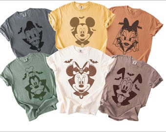 Comfort Colors® Retro Mickey & Friends Halloween Shirt, Disney Characters Halloween Shirt, Halloween Party Tee, Disney Halloween Party Shirt