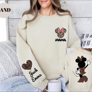 Personalized Leopard Minnie Mouse Shirt, Mama Sweatshirt, Woman Disney Shirt, Mothers Day Sweatshirt,Disney Mom, Animal Kingdom Shirt