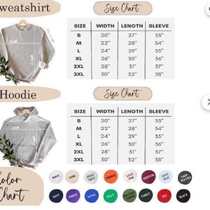 a women's hoodie sizes chart with the measurements