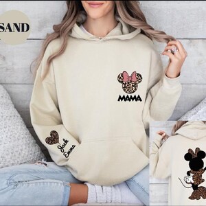 Personalized Leopard Minnie Mouse Shirt, Mama Sweatshirt, Woman Disney Shirt, Mothers Day Sweatshirt,Disney Mom, Animal Kingdom Shirt