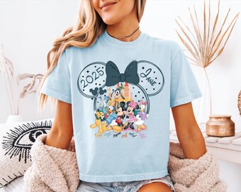 Costum Disneyland Family Vacation 2025 Comfort Color Crop Shirt, Custom Disney Group Tee, Mickey and Friends Family Trip Shirt 2025 Gift