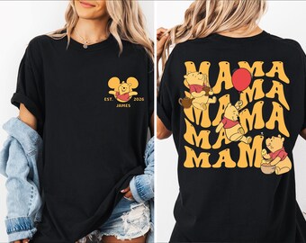 Disney Winnie The Pooh Family Shirt,Mama With Kid Names shirts, Disneyland Group Vacation Sweatshirt, Disney Mother's Day Shirt