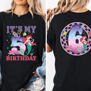 Custom Little Mermaid Birthday Shirt, Disney Princess Ariel Birthday Girl T-Shirt, Mermaid Matching Family Tee, Custom Ariel Birthday Party