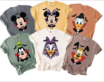 Comfort Colors® Retro Mickey & Friends Halloween Shirt, Disney Characters Halloween Shirt, Halloween Party Tee, Disney Halloween Party Shirt