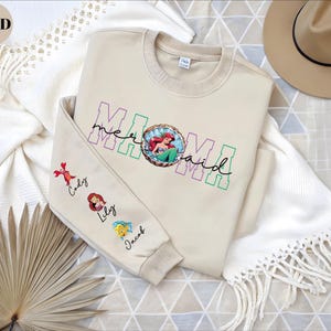 Mermaid Mama Sweatshirt, Custom Disney Mom Shirt, Personalized Nana Sweater, Grandma T-Shirt, Princess Mom Shirt, Ariel Mama T-Shirt