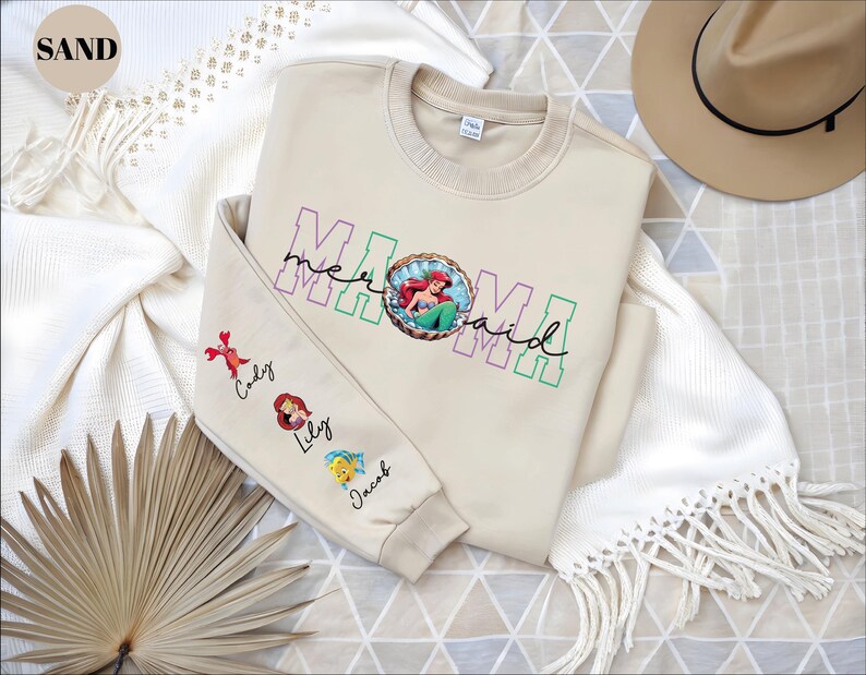 Mermaid Mama Sweatshirt, Custom Disney Mom Shirt, Personalized Nana Sweater, Grandma T-Shirt, Princess Mom Shirt, Ariel Mama T-Shirt