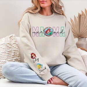 Mermaid Mama Sweatshirt, Custom Disney Mom Shirt, Personalized Nana Sweater, Grandma T-Shirt, Princess Mom Shirt, Ariel Mama T-Shirt